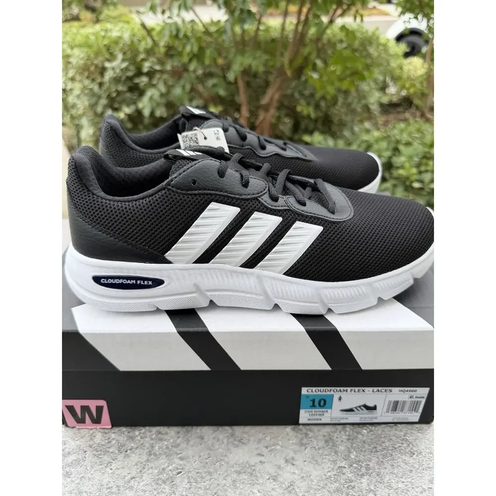 Adidas Arch Rise Cloudfoam Flex Laces Black Sneakers Women's 10 Wide Fit NWT